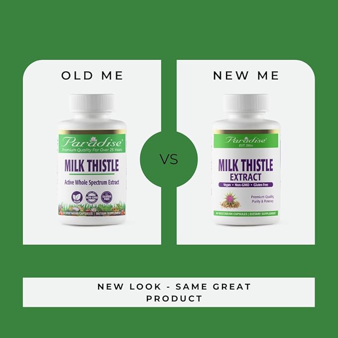 Paradise Herbs Milk Thistle, Active Whole Spectrum Extract, Super Potent, Ultra Pure, Vegan, Non GMO, Gluten Free, 120 Vegetarian Capsules