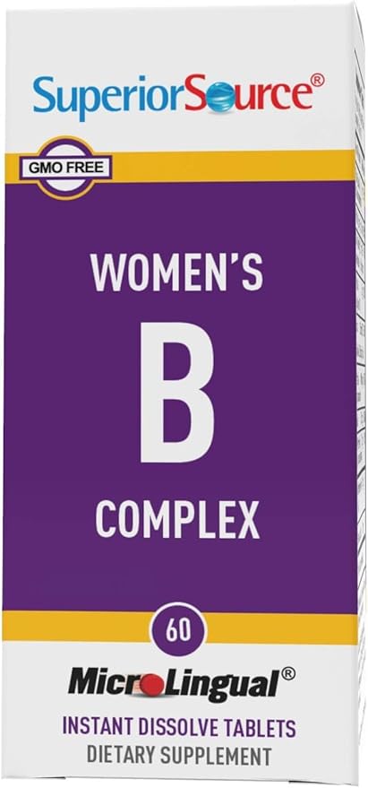Superior Source Women?s B Complex - Energy Support Supplement for Women - Multivitamin with Vitamin B12, Vitamin B3 & More - B Vitamin Supplement Aids Heart Health - 60 Sublingual Dissolving Tablets