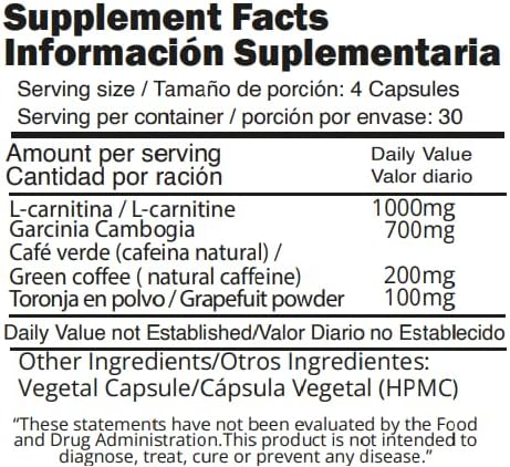 INCA MASTER TEA - 1600mg Garcinia Cambogia & L-Carnitine Complex - Belly Fat Burner for Women & Men - 120 High Potency Diet Pills - Fast Acting Best Hunger Suppressant for Your Fitness