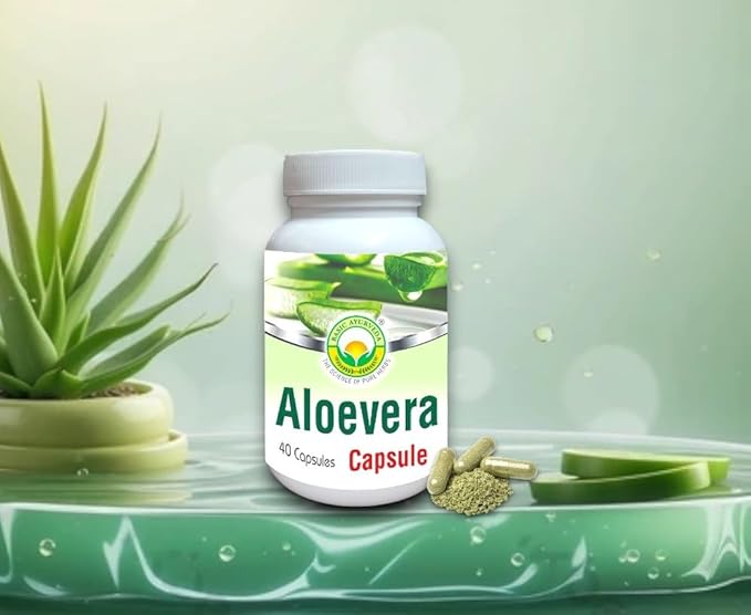 BASIC AYURVEDA Aloe Vera Caplets | Support Gut Health - Digestive Health & Immune Health | Natural Herbal Supplement | Helps Maintain Balanced Stomach Acidity, Aloin Free | 460mg / Cap (40 Count)