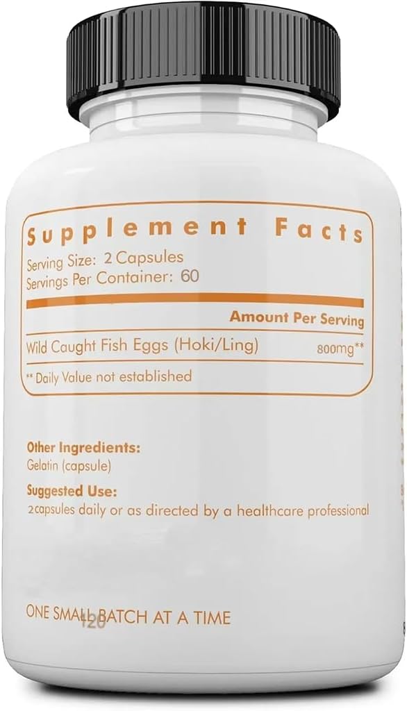 Wild Caught Fish Eggs Omega-3 Supplement 2400mg - Supports Brain, Heart, Fertility & Inflammatory Health - Whole Food Source of Vitamin D, K2, A, Non-GMO, Freeze-Dried, 120 Capsules