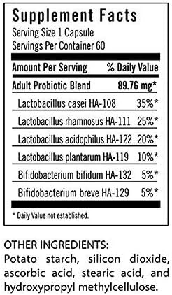 Flora Adult's Probiotic - Vegetarian Daily Probiotic for Gut & Digestive Health - Includes Lactobacillus & Bifidobacterium - 17 Billion CFU - Gluten-Free - Keep Chilled - 60 Capsules