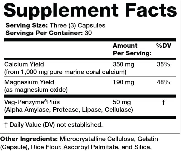 Olympian Labs Coral Calcium 1000mg Concentrate Capsules, Supporting Healthy Bones and pH Balance - 90 Capsules