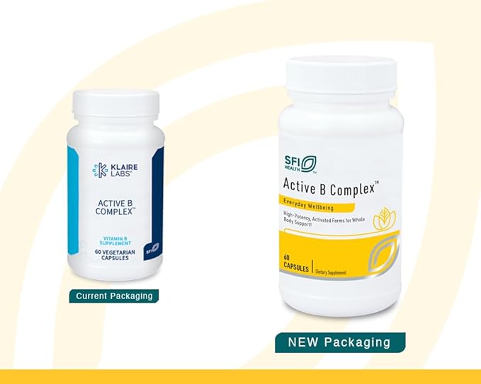 Klaire Labs SFI Health Active B Complex - Methylated Vitamin B Complex with Methyl Folate, B12, B6 and More - Support Healthy Energy, Brain, Liver & Nerve Function (60 Capsules)