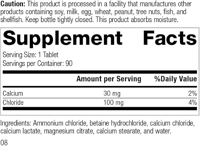 Standard Process Inc. Cal-Amo - Cellular pH Support and Lung Support Supplement with Magnesium Citrate, Calcium Chloride, Calcium Lactate, Ammonium Chloride - 90 Tablets