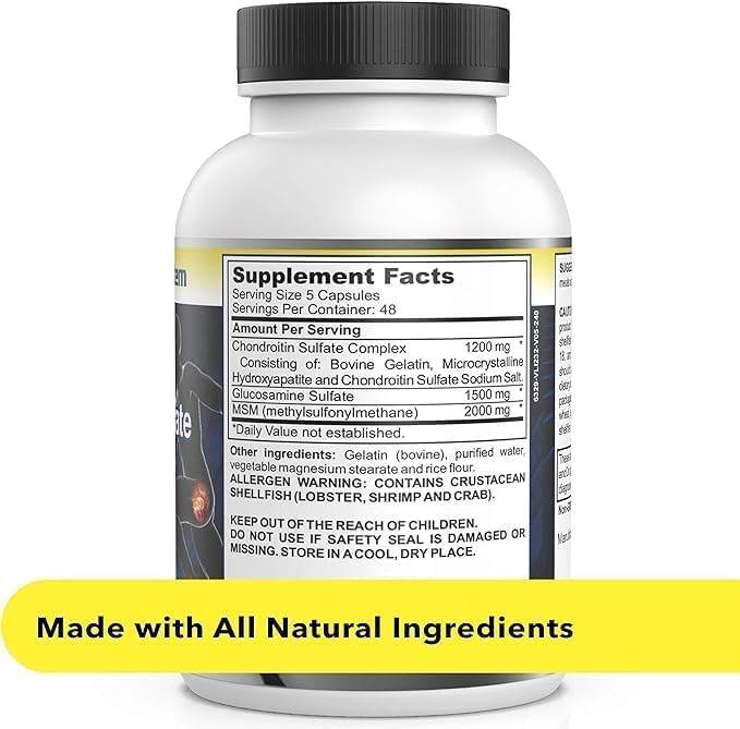 Advanced Mobility & Flexibility Support Formula with Glucosamine, Chondroitin & MSM – 240 Capsules for Active Lifestyles & Daily Wellness