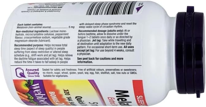 Webber Naturals Melatonin Easy Dissolve, 5 mg, 144 sublingual Tablets