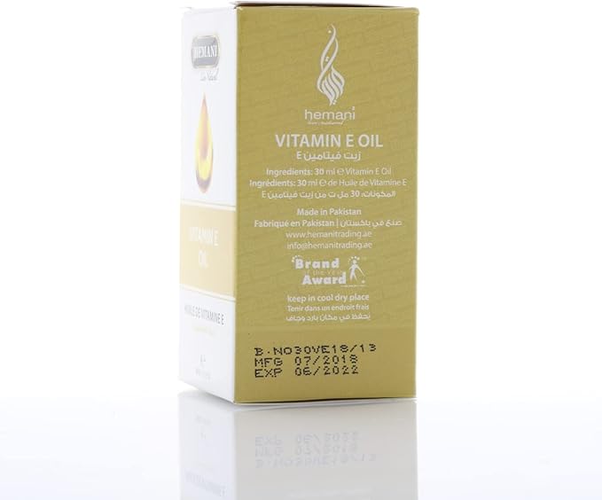 HEMANI Vitamin E Oil 30mL (1 FL OZ) - 100% Edible Oil - Essential Fatty Acid Dietary Supplement