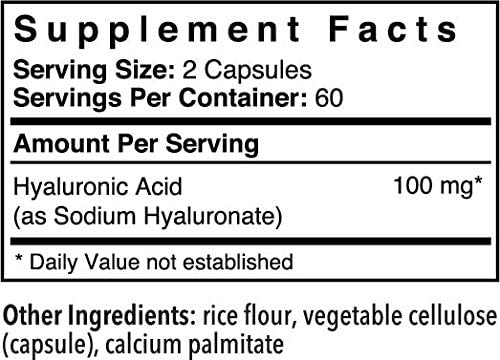 Patient One Hyaluronic Acid 100mg | Supplement to Support Hydrated, Youthful Skin and Joint Health* | 120 Capsules