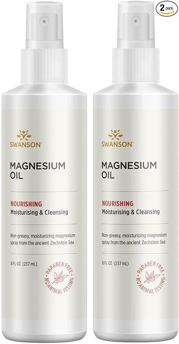 Swanson Magnesium Oil Spray Zechstein Magnesium Soothes Muscles Nourishes Skin Stress Relief Sleep Rapid Absorption Dr. Barbara Hendel's Formula 8 fl oz (237 ml) Liquid (2 Pack)