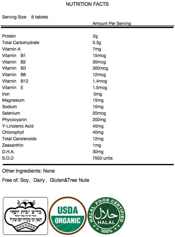 Organic Spirulina Tablets – Nature’s Own Superfood and Nutritional Supplement,Spirulina and Blue-Green Algae for Full Body Support – 60 Tablets