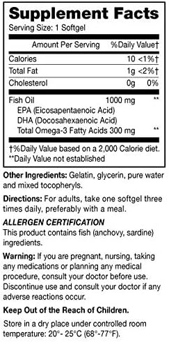 Mason Natural, Omega 3 Fish Oil 1000mg Softgels, Bonus Size 200-Count Bottle, Dietary Supplement Supports Heart, Eye, Brain and Joint Health with Omega 3 Fatty Acid Healthy Fats