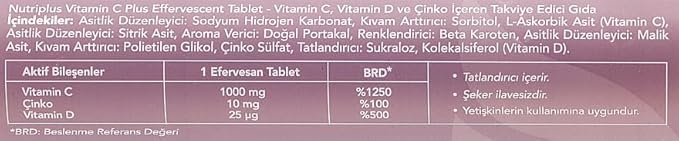 FARMASi Effervescent Vitamin C Plus Nutriplus Tablets, 15 pcs - Immune Support, Refreshing Citrus Flavor, Daily Vitamin, Supplements, Vitamin C, Essential Nutrients, Overall Vitality