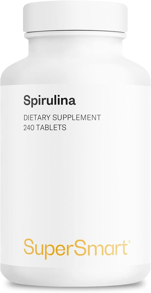Supersmart - Spirulina 4000mg per Day (Easy-to-Take) - Blue Green Algae - Natural Vegan Friendly Superfood | Non-GMO & Gluten Free - 240 Tablets