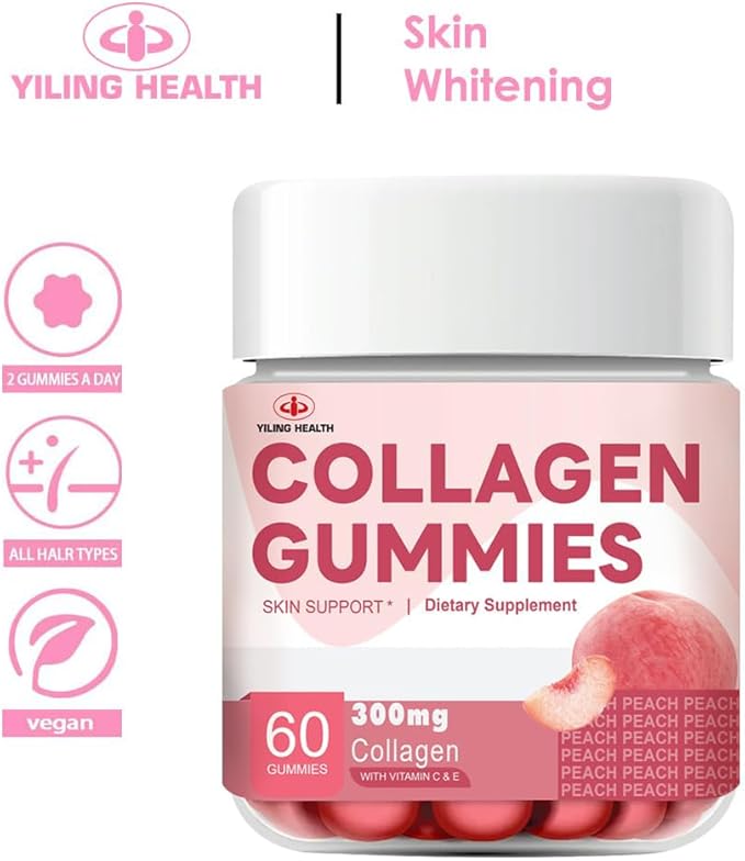 YiLing Suger Free Hydrolyzed Collagen Gummies with Vitamin C, E and Biotin & Vitamin for Women Men Healthy Skin Hair Nails, Beauty Support, Collagen Booster Gummy for Natural Collagen Production