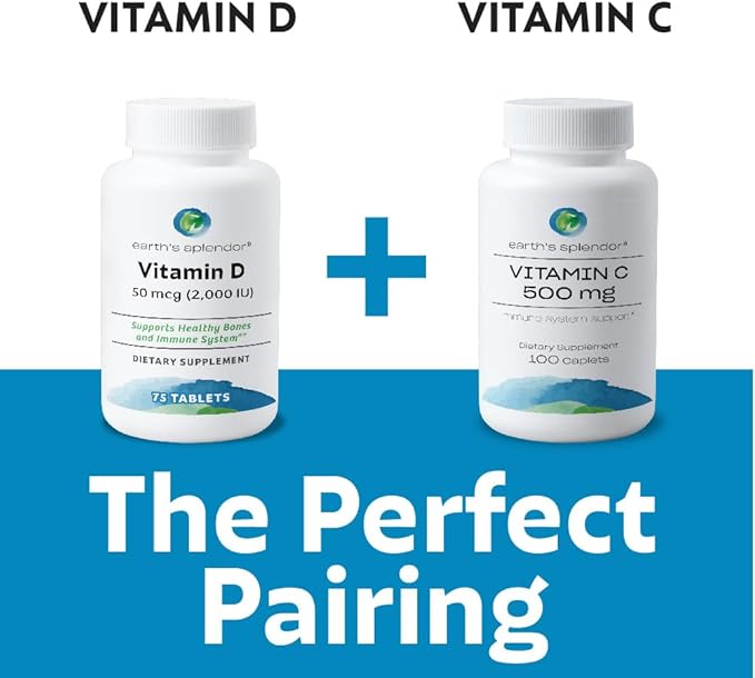 Earth's Splendor Vitamin D 2,000 IU - Support Immune System Health, Support Strong Bones - 75 Count