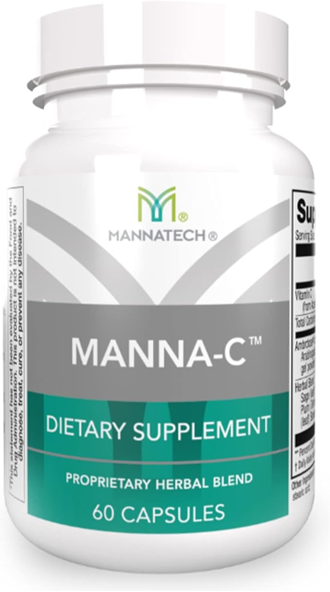 Nasal and Sinus Support with Immune Defense – Promotes Clear Breathing and Respiratory Health, Vitamin C & Glycans Blend for Daily Wellness – Manna-C 60 Capsules, Proprietary Plant-Based Formula