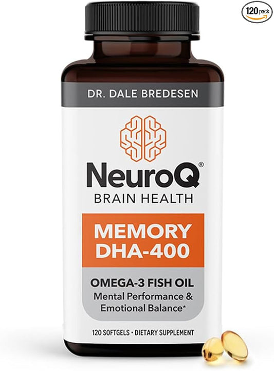 LifeSeasons NeuroQ Memory DHA-400 - Omega-3 Fish Oil Supplement - Mental Performance & Balance - Supports Neuro Brain Health - Protects Against Memory Loss & Improves Focus - 120 Softgels