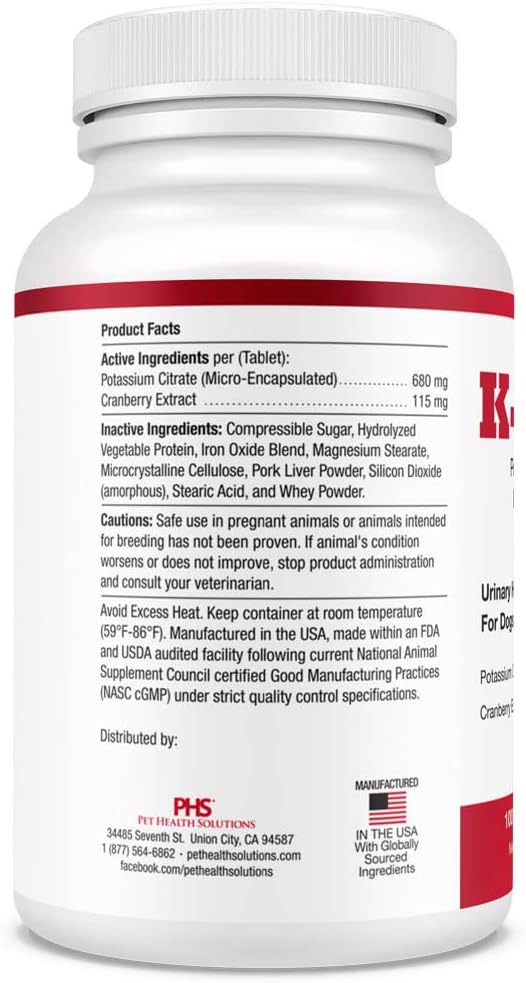 K-Plus Potassium Citrate Plus Cranberry Supplement for Dogs - UTI Remedy Chewable Tablets - Supports Bladder Health - for Every Dog Breed, 200 Chewable Tablets