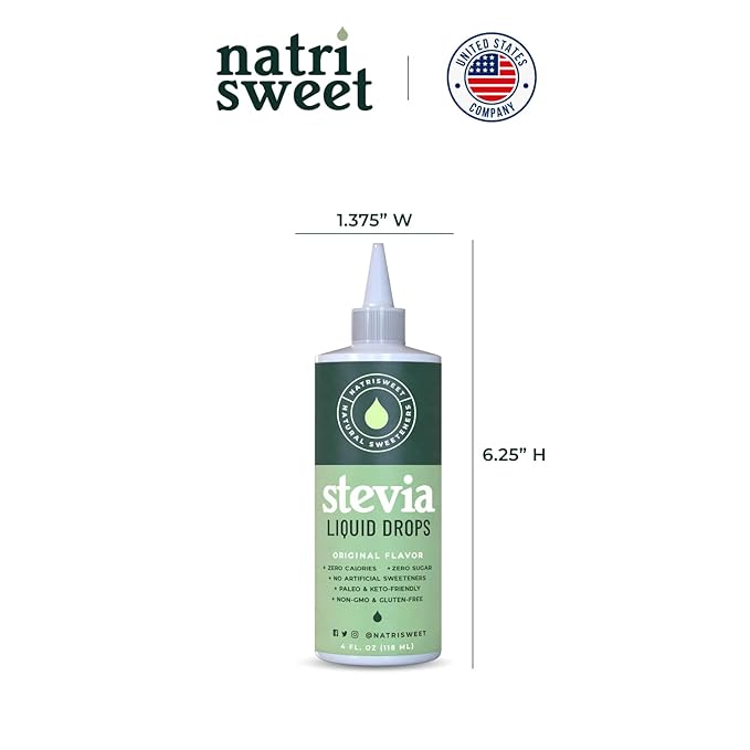 Natrisweet Liquid Stevia Drops 4 fl oz, Pure Sweetener from Stevia Extract Sugar Substitute, No Calorie Keto Sweetner, Mix Liquid