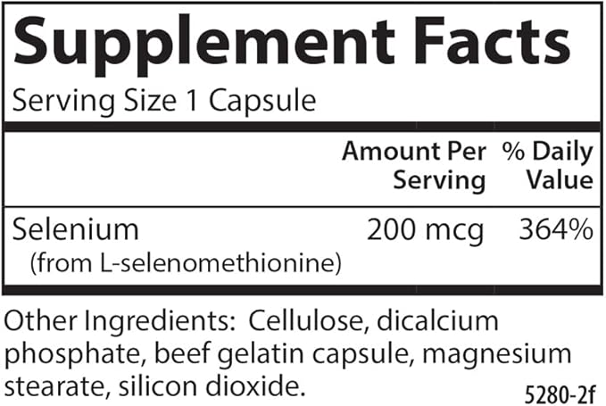 Carlson - Selenium, 200 mcg Yeast-Free, Prostate Health & Immune Support, Antioxidant, 60 Capsules