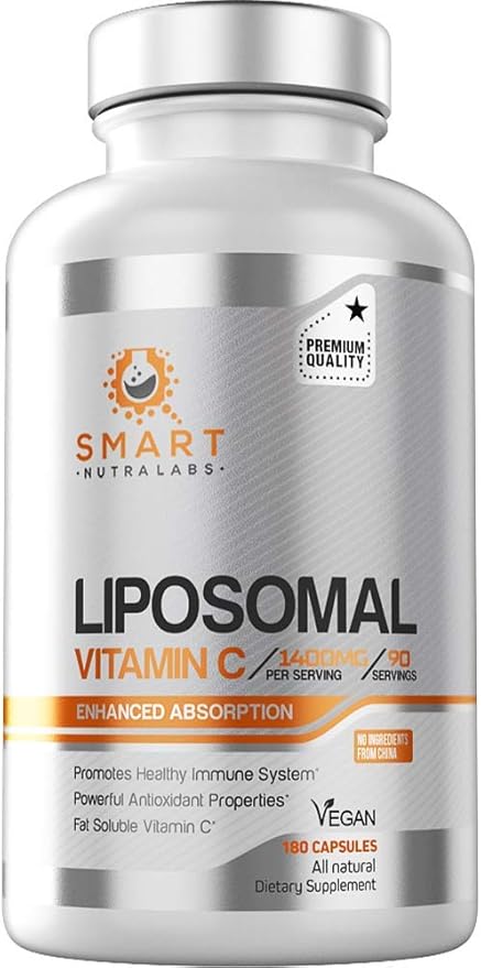 Liposomal Vitamin C 1400mg- 180 Vegan Capsules- China Free Ingredients, Fat Soluble High Absorption VIT C- Supports Healthy Immune System & Collagen Booster- Powerful Antioxidant Support Supplement