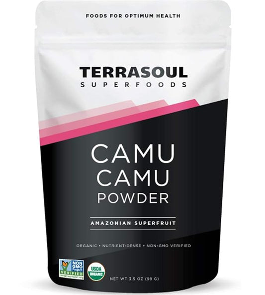 Terrasoul Superfoods Organic Camu Camu Powder, 3.5 Oz, Amazonian Superfruit for Immune Support, Smoothie Boost, and Vitamin C Antioxidant-Rich Recipes