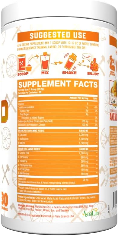 The Grind Essential Amino Acids, Branched Chain Amino Acids, 30 Servings (Orange Sherbet)