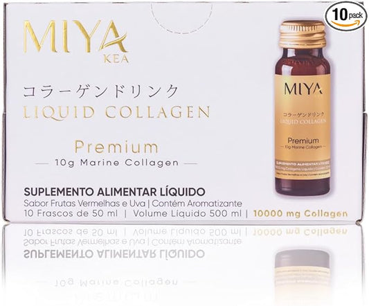 Premium Liquid Collagen for Women | 10,000 mg of Marine Collagen | Red Berries and Grape Flavor | Supports Skin, Hair & Nails | Beauty Supplement | Box with 10 Shots