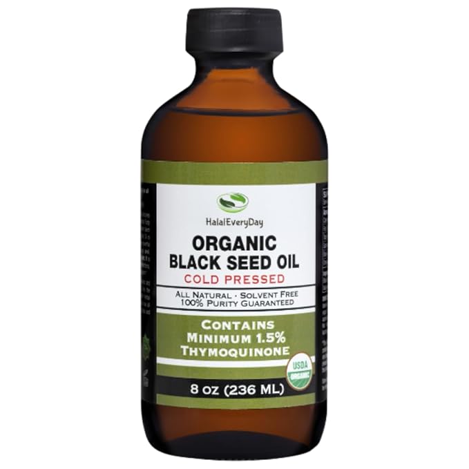 Organic Black Seed Oil - USDA Certified Cold Pressed Glass Bottle Over 1.5% Thymoquinone 3X strength Turkish Black Cumin Nigella Sativa non-GMO 100% Pure Blackseed Oil (8oz Glass Bottle)