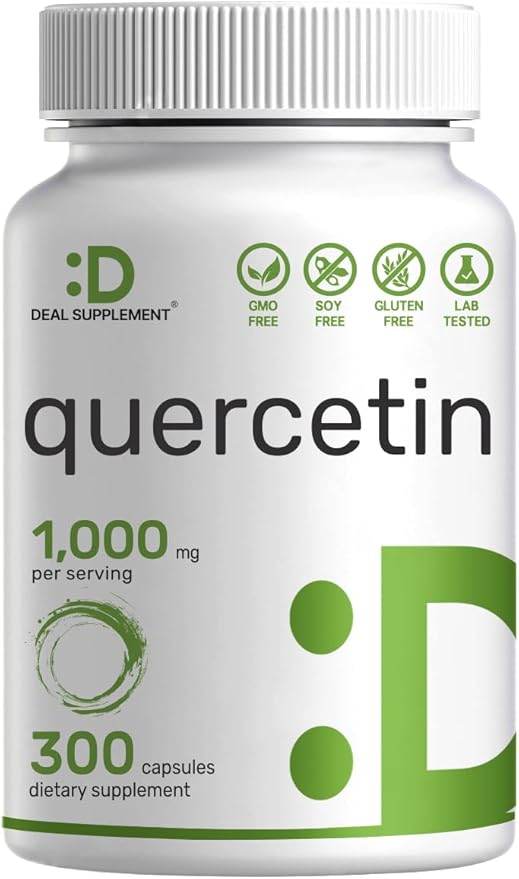 DEAL SUPPLEMENT Quercetin 1,000mg Per Serving, 300 Capsules – Healthy Immune Support Supplements, High Bioavailable Flavonoids, Natural Antioxidant – Non-GMO, Soy Free, No Gluten