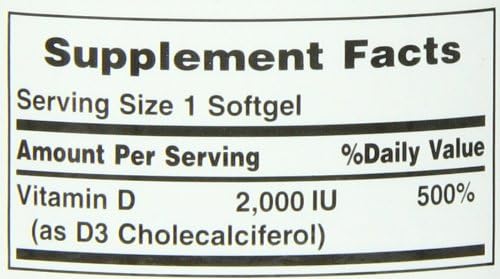 Nature's Bounty Vitamin D, Supports Immune Health & Bone Health, 2000IU Vitamin D3, 150 Softgels,150 Count (Pack of 2)