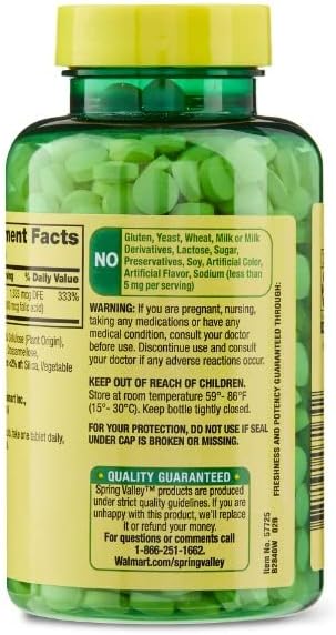Spring Valley Folate Dietary Supplement, 1,333 mcg, 400 Count + STS Home Fridge Magnet.