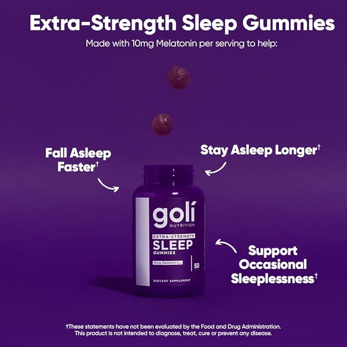 Goli Nutritional Supplement, Extra Strength Sleep Gummy 10mg Melatonin - 250 Count - Gluten-Free, Vegan, Non-GMO, and Gelatin-Free
