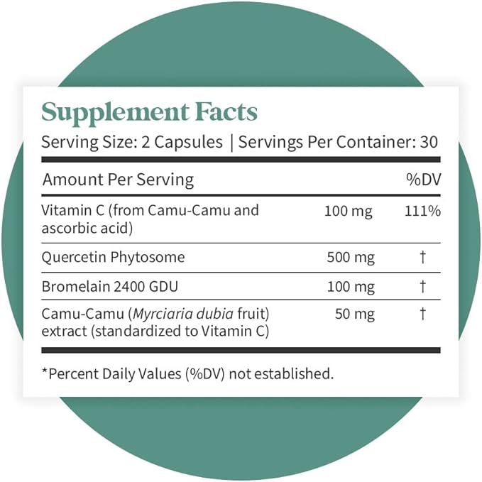 Pattern Wellness Quercetin Supplement with Bromelain - Immune Function & Cellular Health Support - Whole Body Health - Cardiovascular & Cholesterol Health - 60 Non-GMO Capsules