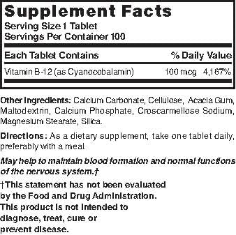 NAT B Vitamin B-12 TB 100MCG 100