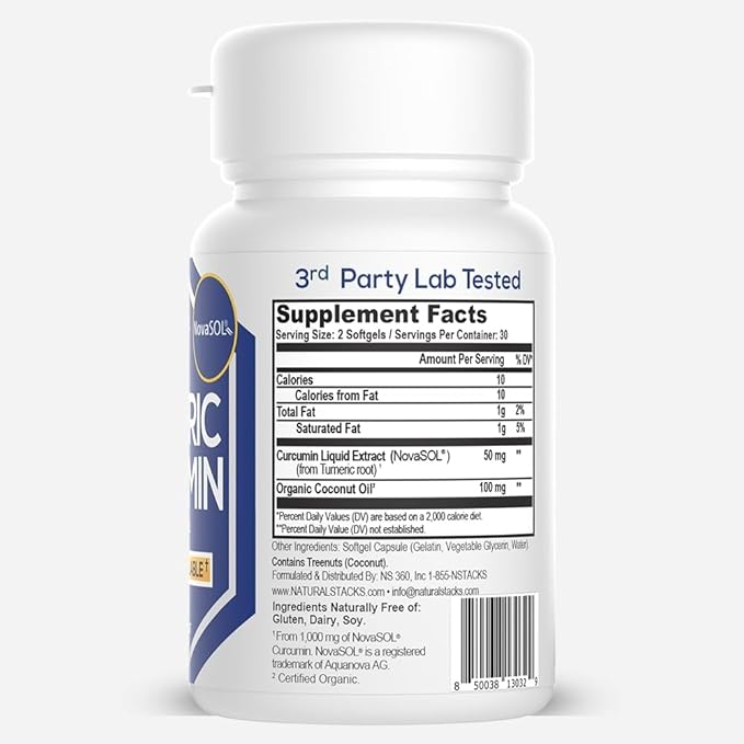 Turmeric Curcumin Supplement - Organic Turmeric Supplement with Coconut Oil for Optimal Absorption - Supports Joint Health, Heart and Brain Function, Immunity - 60 Coconut Oil SoftGels