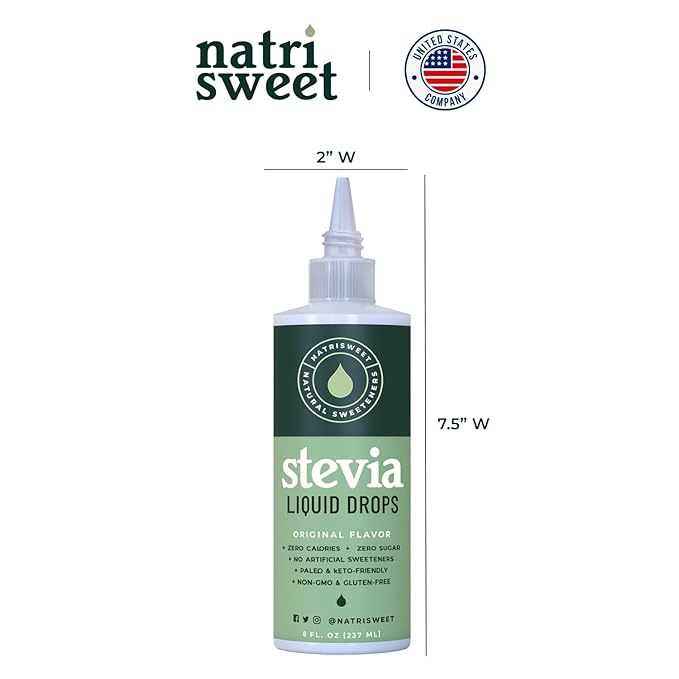 Stevia Liquid Drops, 8 Fl oz, 1823 Servings, Pure Concentrated Drops with Zero Calories & Zero Carbs, Delicious Sugar Substitute Great for Keto & Paleo Diets, by Natrisweet