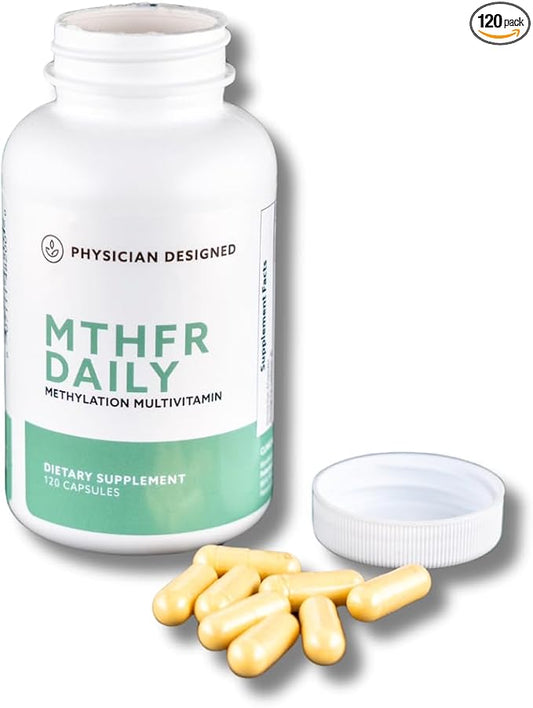 Physician Designed MTHFR Daily Multivitamin | Methylated Multivitamin for Men & Women | for Energy, Mood, & Heart | Vitamin B-Complex | 120 Capsules