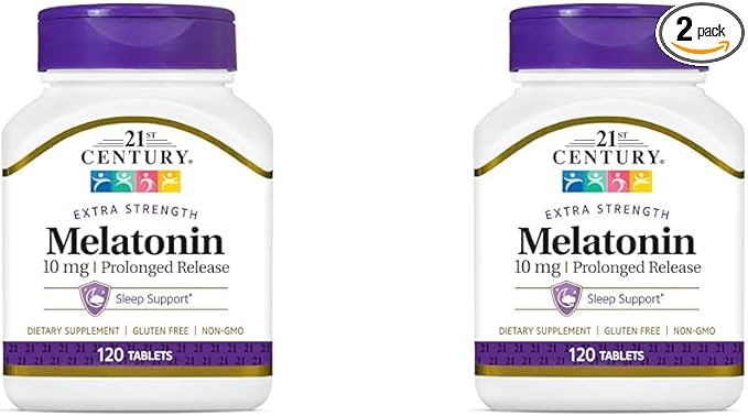 21st Century Melatonin 10 Mg Prolonged Release, 120 Count (Pack of 2)