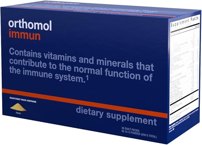 Orthomol Immun Powder, Immune Support Supplement, 30-Day Supply, Vitamins A, B, C, D, E, Zinc, Iodine
