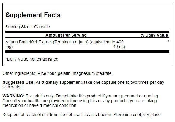 Swanson Full Spectrum Arjuna Bark (10:1) 40 Milligrams 60 Capsules