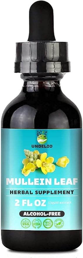 Undelio's Herbal Mullein Leaf Extract - Organic & Alcohol-Free Tincture for Respiratory, Lung, Sleep & Digestive Support - Non-GMO, Vegan - 2 fl. Oz for Immune Health & Lung Detox