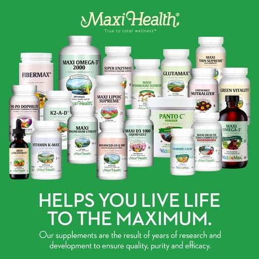 Maxi Health Buffered Vitamin C Powder - High Potency - 800 mg - Immune Health - 4 Ounces - Kosher