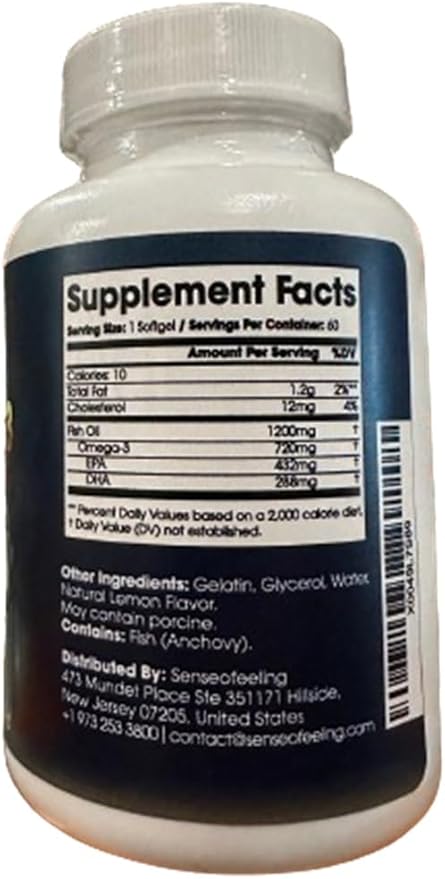 Omega 3 softgels Fish Oil 2640mg EPA 432mg DHA 188mg omga3 Fish Oil 60 Day Supply Supports Heart Health