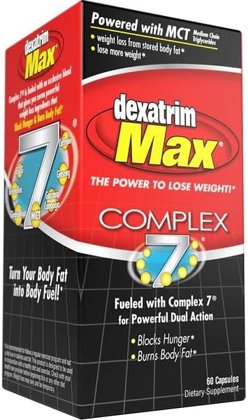 ILIOS Dexatrim Max Complex-7 | Lose Weight & Burn Fat w/Seven Healthy Ingredients Designed to Boost Energy & Reduce Hunger, Packed, 60 Capsules, 2 Pack Packaging