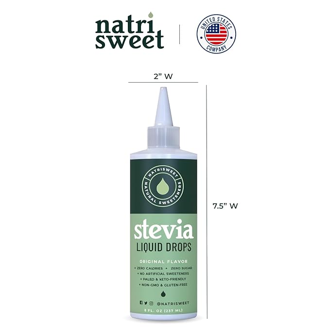 Natrisweet Liquid Stevia Drops, 8oz 2pack, Pure Sweetener from Stevia Extract, Plant-Based Sugar Substitute, Zero Calorie Keto Sweetner, Mix Liquid Sugar into Drinks and Treats, Non-GMO