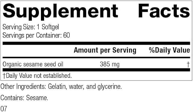 Standard Process Sesame Seed Oil - Whole Food Antioxidant, Healthy Blood, Immune Support Supplement, Liver Support and Liver Supplement with Sesame Seed Oil - 60 Softgels