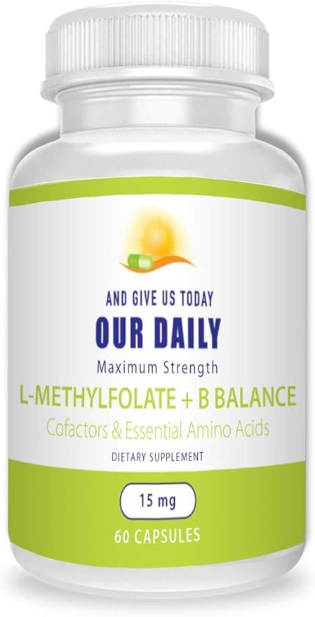 Our Daily Vites L-Methylfolate 15 MG B Complex Balance 5 MTHF Active Folate, Methylated B12, B9, B6, B2 Brain, Heart and Fetal Health, Non-GMO, 60 Count 2 Months