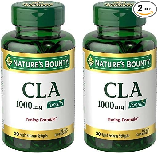 Nature's Bounty Tonalin Pills and Dietary Supplement, Diet and Body Support, 1000 mg, 50 Rapid Release Softgels (Pack of 2)